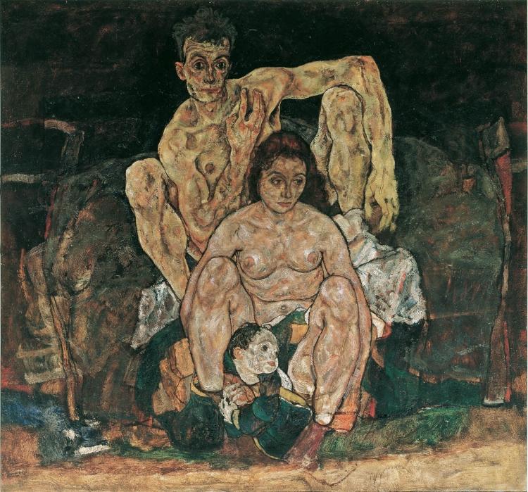 Le dernier tableau d' Egon Schiele, représentant sa femme et son enfant qui allait naître, emportés par la grippe Espagnole.