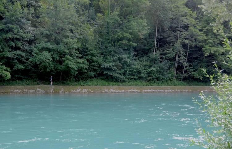 Les fleuves suisses sont souvent indemnes de phosphates, nitrates. Leur couleur, turquoise pâle, cyan presque, est somptueuse.